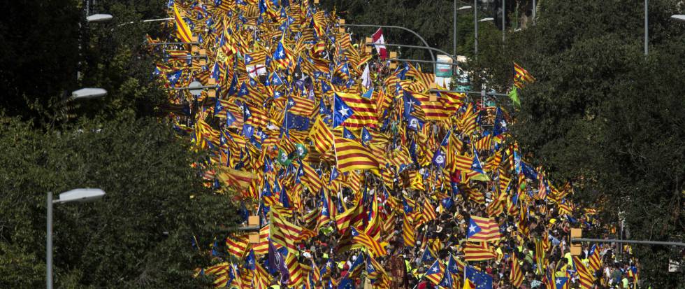 Manifestacion de la Diada de Cataluña en el tramo de Calle Aragon.