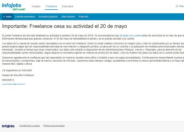 Cierra Infojobs Freelance, portal de trabajo para autónomos