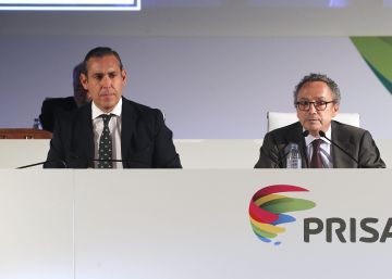 Manuel Polanco, presidente de PRISA (derecha), y Manuel Mirat, consejero delegado (izquierda)