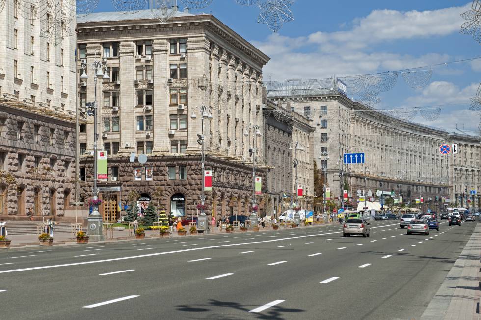 La calle Khreshatik, la arteria principal de Kiev.