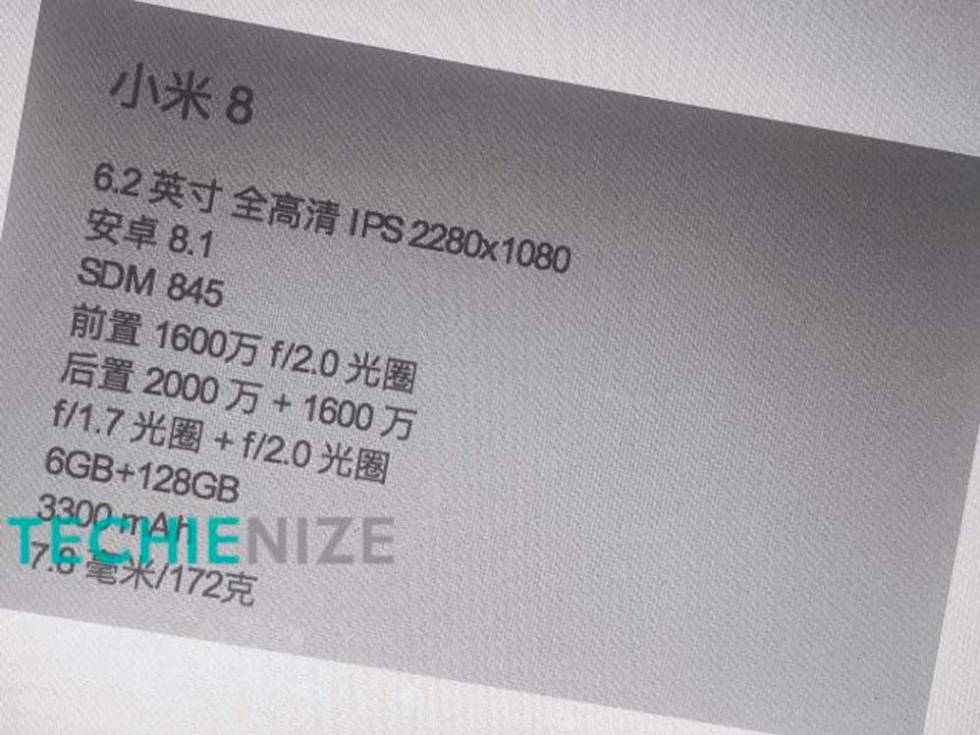 Ficha técnica Xiaomi Mi8