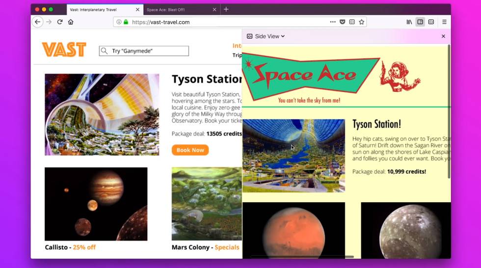 Nueva función de Firefox Side view