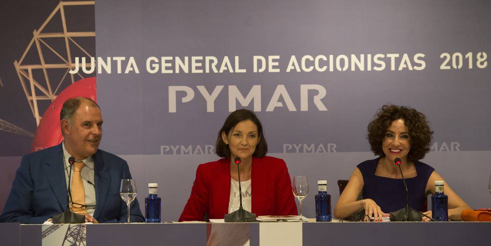 La ministra de Industria, María Reyes Maroto, en la junta general de accionistas de PYMAR.