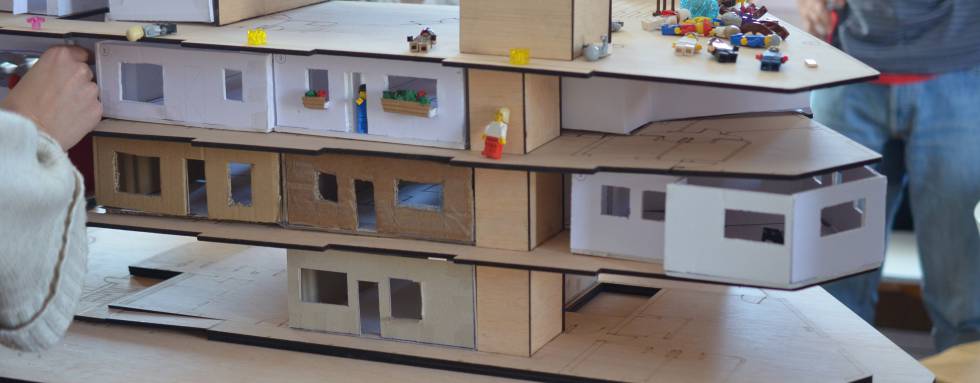Maqueta del primer poryecto de viviendas cohousing que se construirá en el sur de Madrid