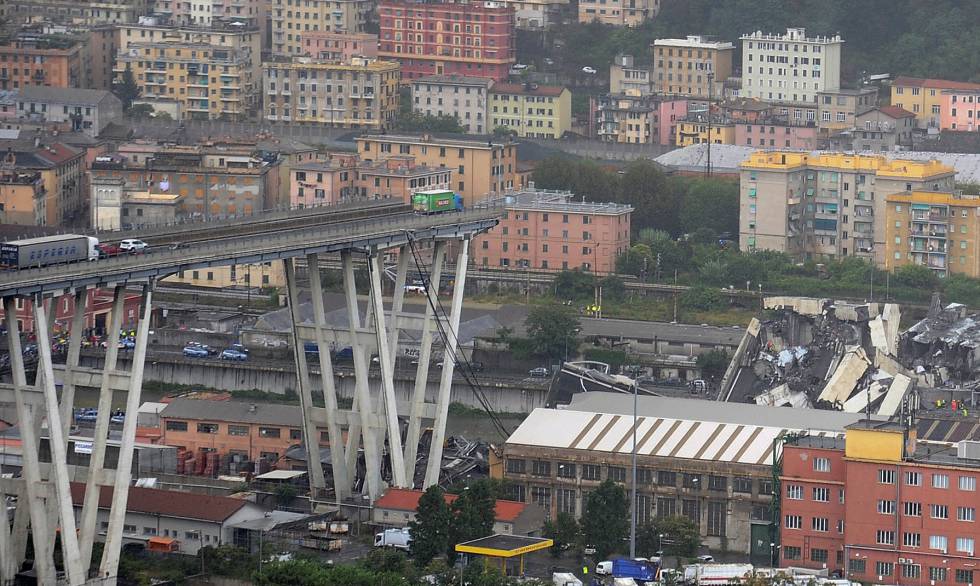 Una filial de Atlantia trabajaba para reforzar la estructura del viaducto derrumbado en Génova
