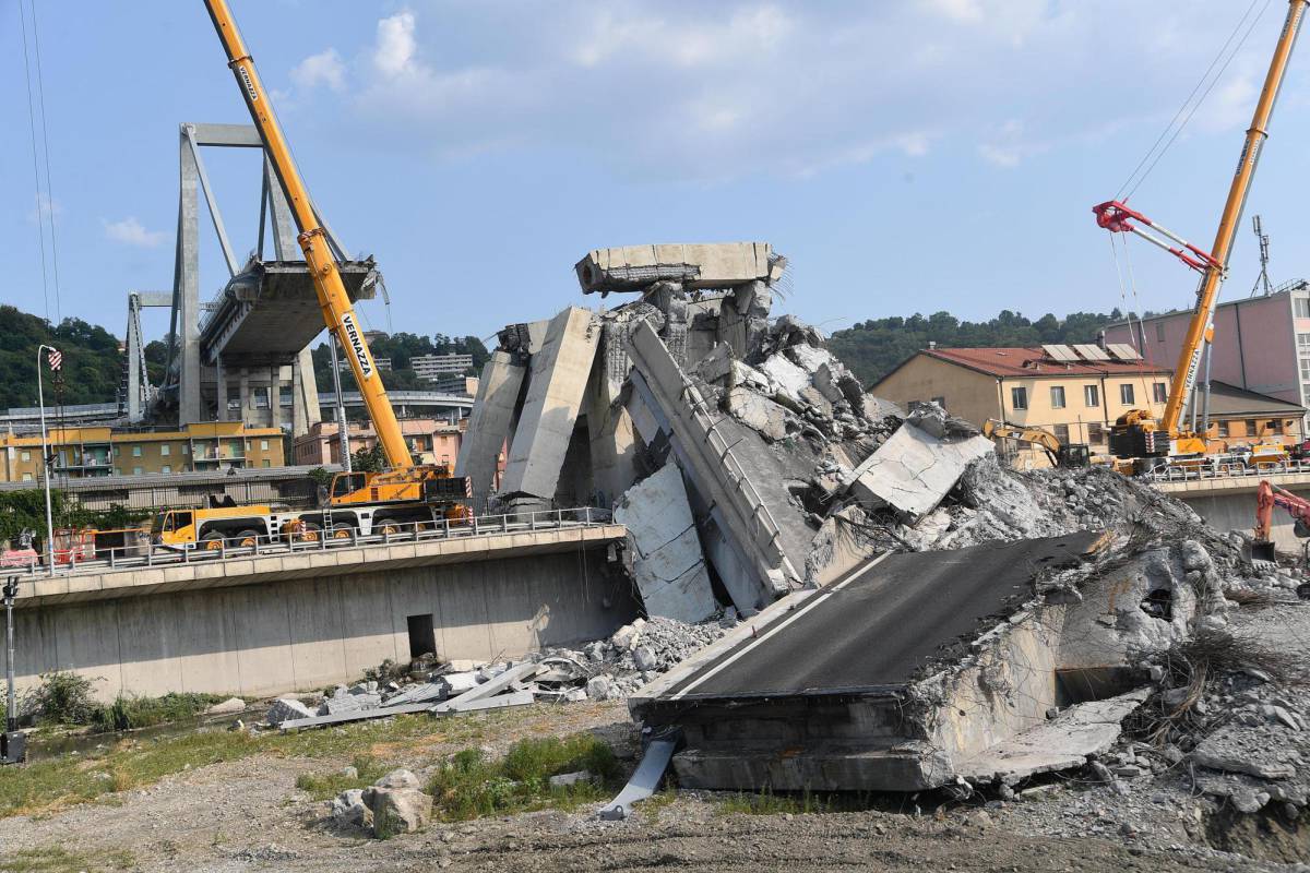 Restos del puente Morandi en Génova.