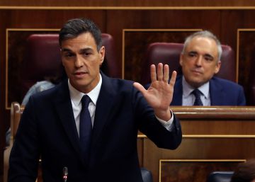 El presidente del Gobierno, Pedro Sánchez, durante su intervención ayer en la sesión de control en el Congreso