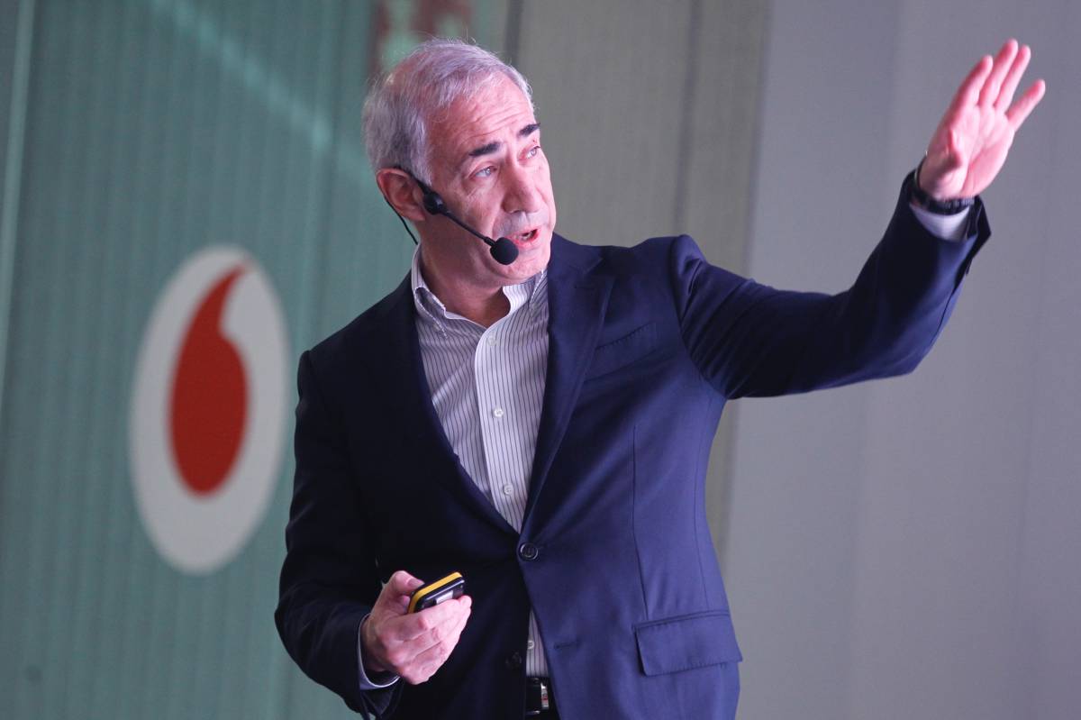 Antonio Coimbra, consejero delegado de Vodafone España, en la presentación de los resultados de hoy.
