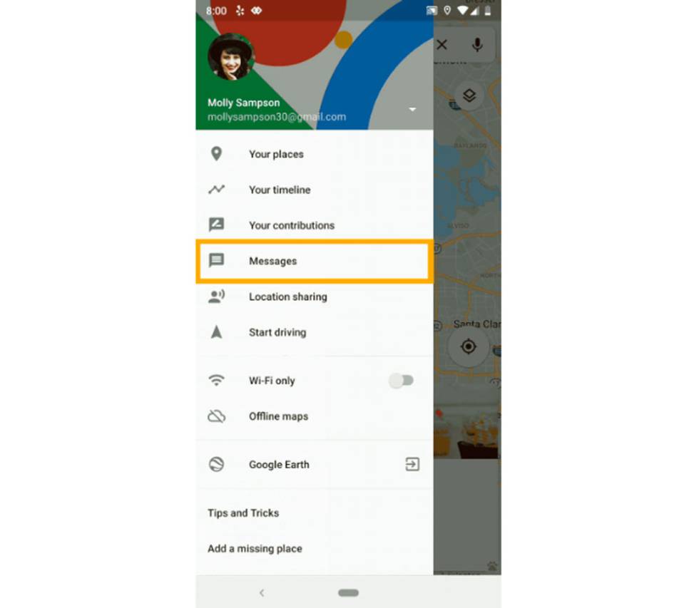Mensajes de Google Maps