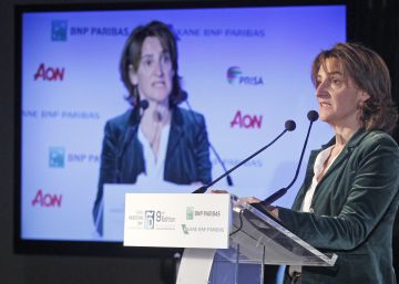 La ministra para la Transición Ecológica, Teresa Ribera, durante su intervención en la inauguración de la IX edición del Foro Financiero Internacional Spain Investors Day, hoy en Madrid.