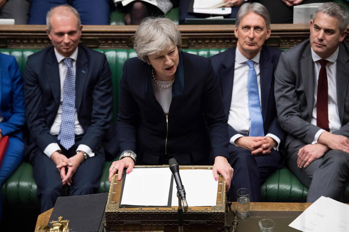 Theresa May durante su discurso en la Cámara de los Comunes
