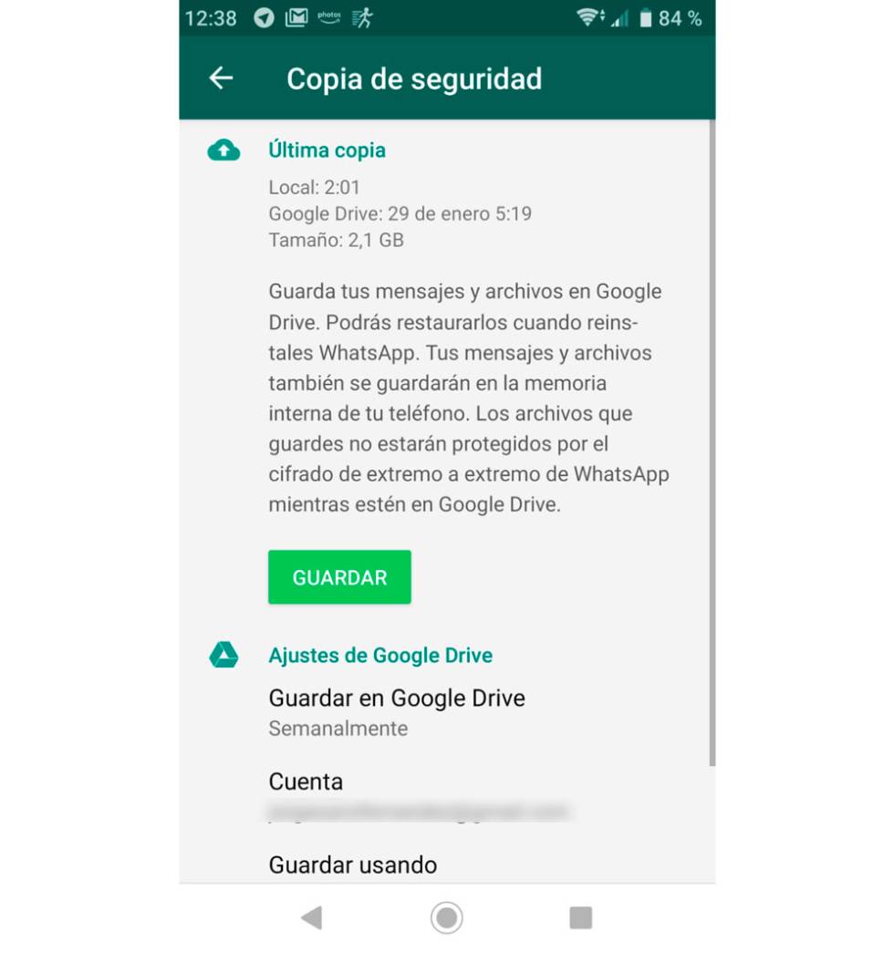 Whatsapp copia de seguridad