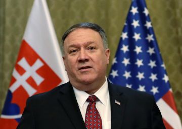 El secretario de Estado de EE UU, Mike Pompeo, el martes en Bratislava (Eslovaquia).