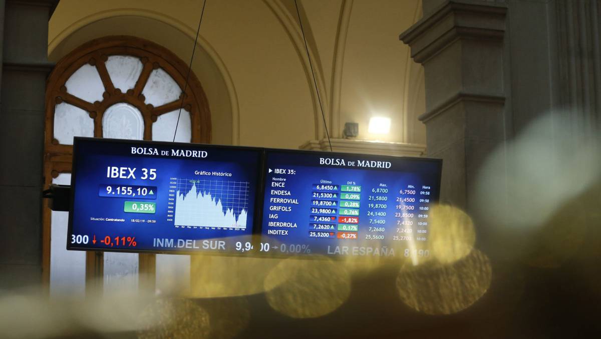 Panel del Ibex en la Bolsa española