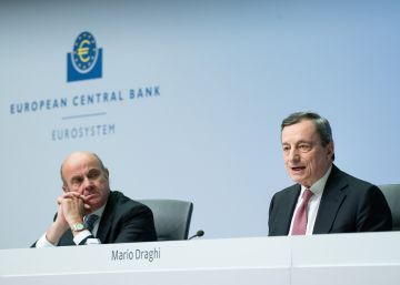 Mario Draghi, presidente del BE, y Luis de Guindos, vicepresidente