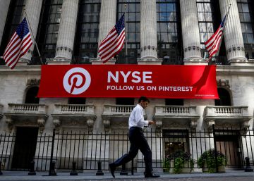 Cartel de Pinterest en la Bolsa de Nueva York.