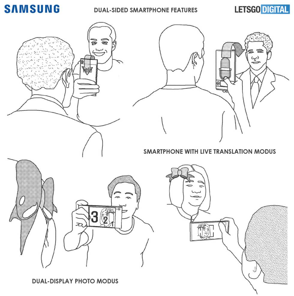 Ejemplos de las patentes mostradas por Samsung para su pantalla envolvente.