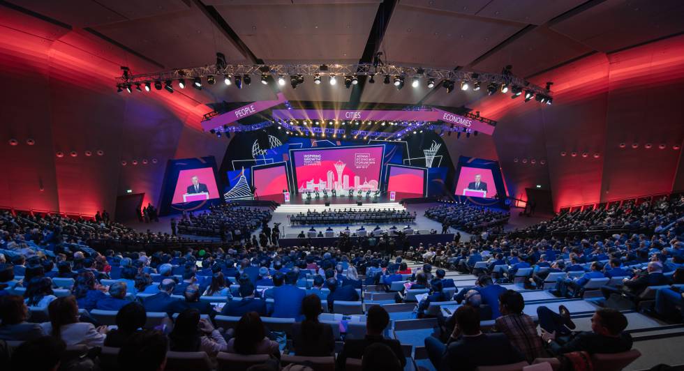 Vista del XI Foro Económico de Astaná, celebrado en Nursultán a mediados de mayo.