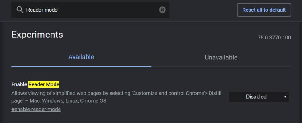 Modo lectura Google Chrome