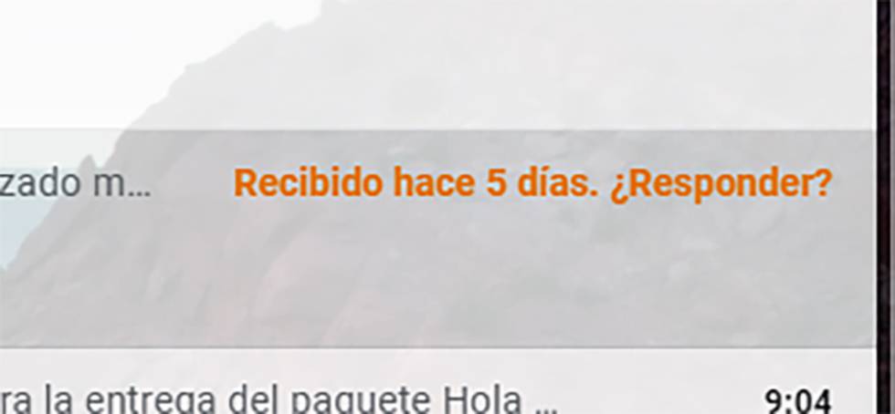 Recordatorio de recepción de correo en Gmail.