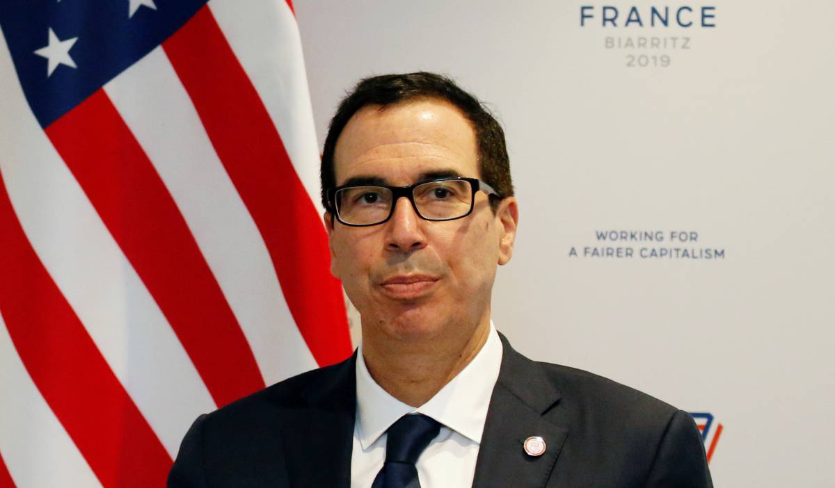 El secretario de Tesoro de EE UU, Steven Mnuchin, durante última reunión de funcionarios del G7.