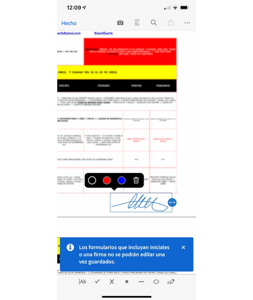 Con un toque en la pantalla colocamos la firma.