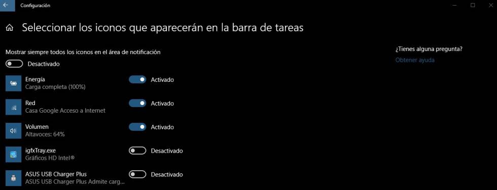 Optimiza el trabajo en Windows 10: ten a la vista todos los iconos de sistema
