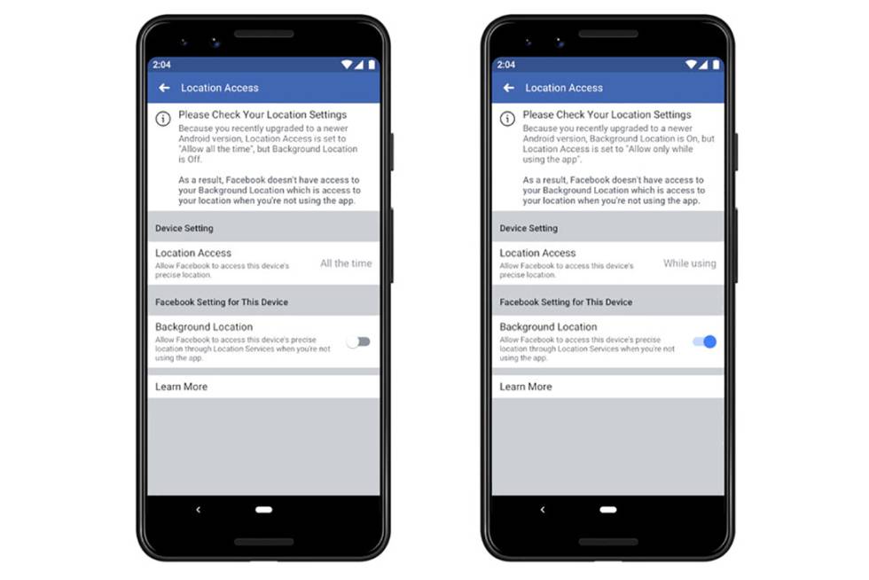 Facebook localización en segundo plano.