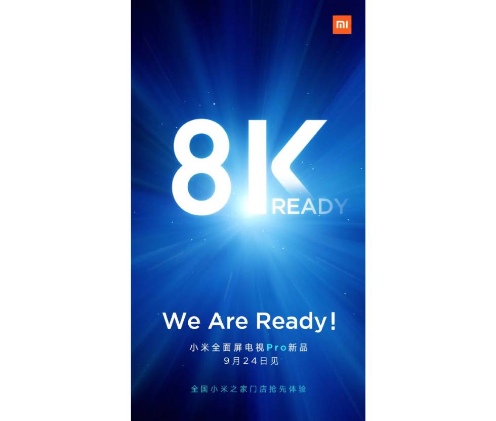 Anuncio de la próxima Xiaomi Mi TV 8K.