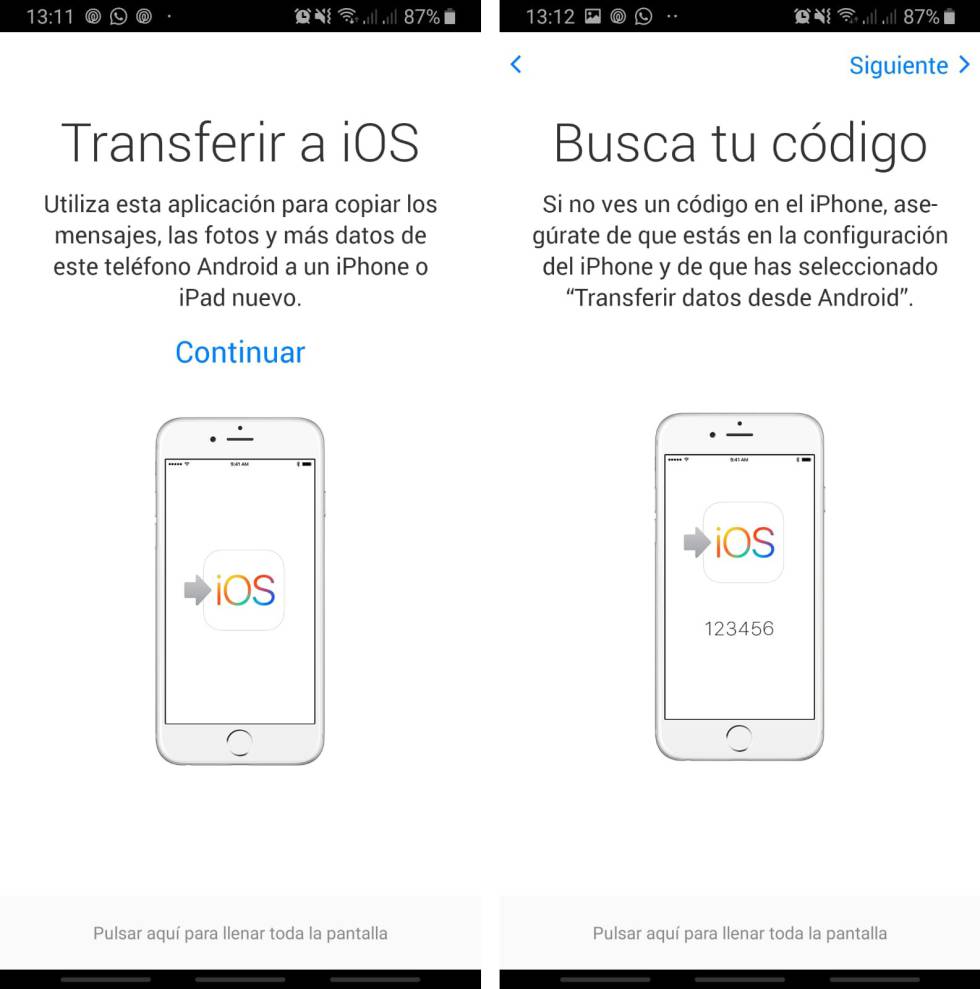 Move to iOS para Android.