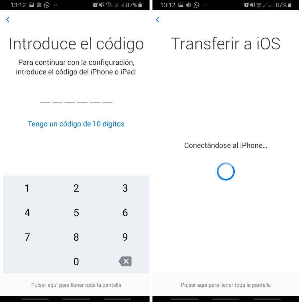 Move to iOS para Android.