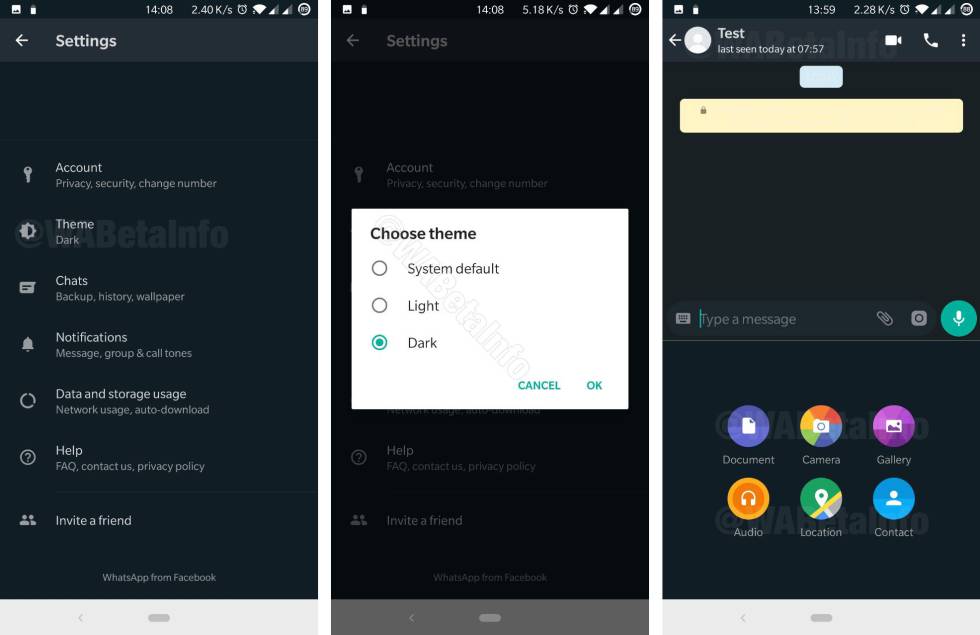 WhatsApp modo oscuro en la Beta.