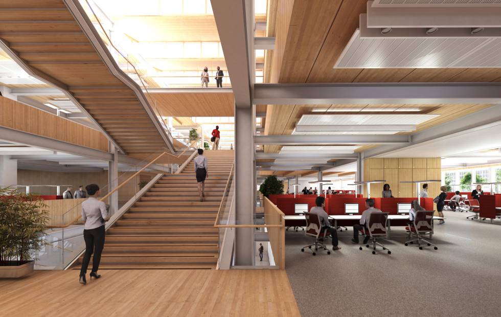 Recreación del nuevo campus de Santander en Liverpool, por dentro.