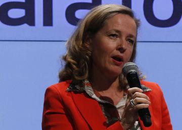 La ministra de Economía, Nadia Calviño, durante su intervención en un coloquio con motivo de la quinta edición del Día de la Educación Financiera
