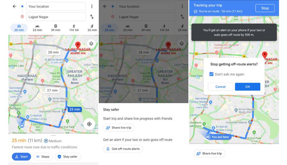 Google Maps ya te avisa si tu Taxi se desvía de su ruta