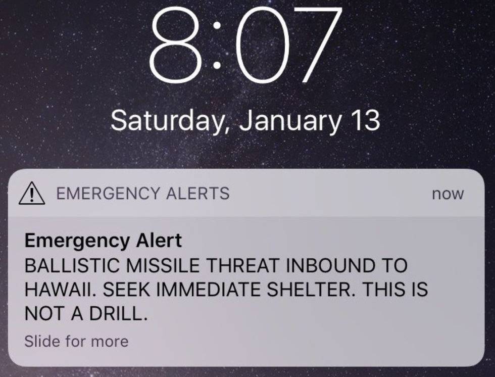 Alerta de lanzamiento de misiles en Hawaii.