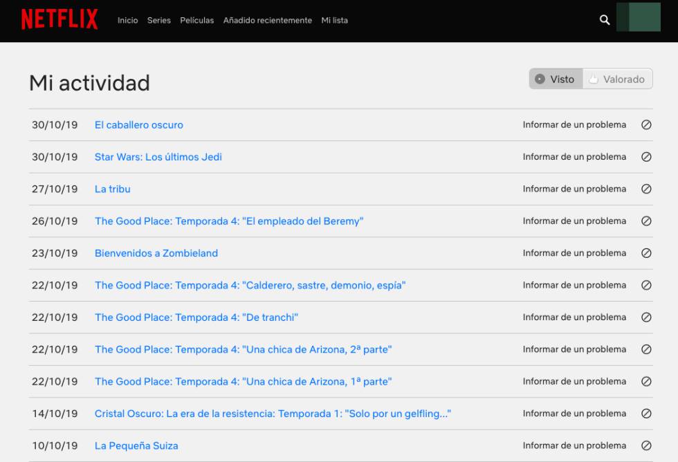 Eliminar contenidos de 'Mi actividad'.