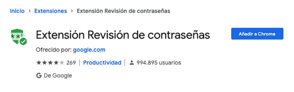 Extensión revisión de contraseñas para Chrome.