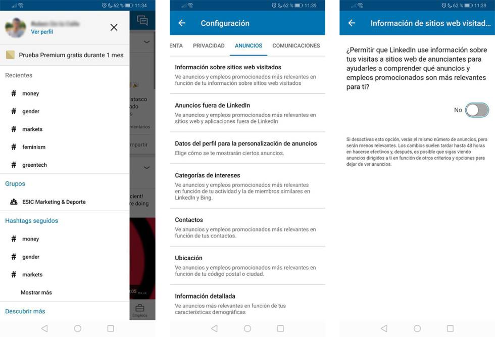 Cómo evitar que Linkedin conozca nuestro historial, búsquedas y otros datos