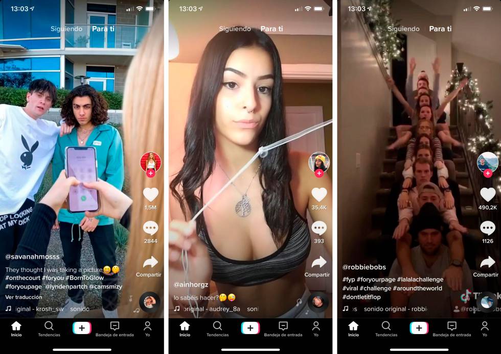 Usuarios anónimos en TikTok.