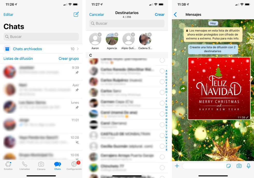 Felicita la Navidad a todos tus contactos, rápidamente.