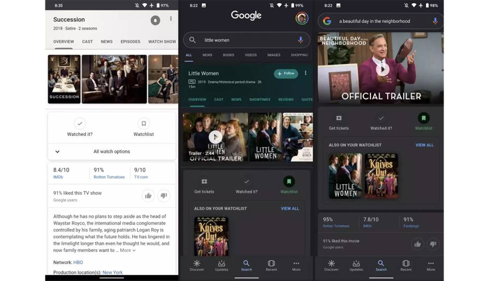 Así puedes guardar películas y series en tu Watchlist de Google para no perderte ninguna