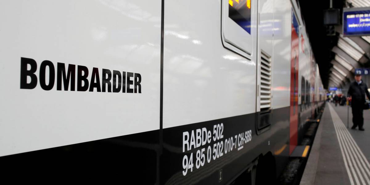 Imagen de un tren fabricado por Bombardier.