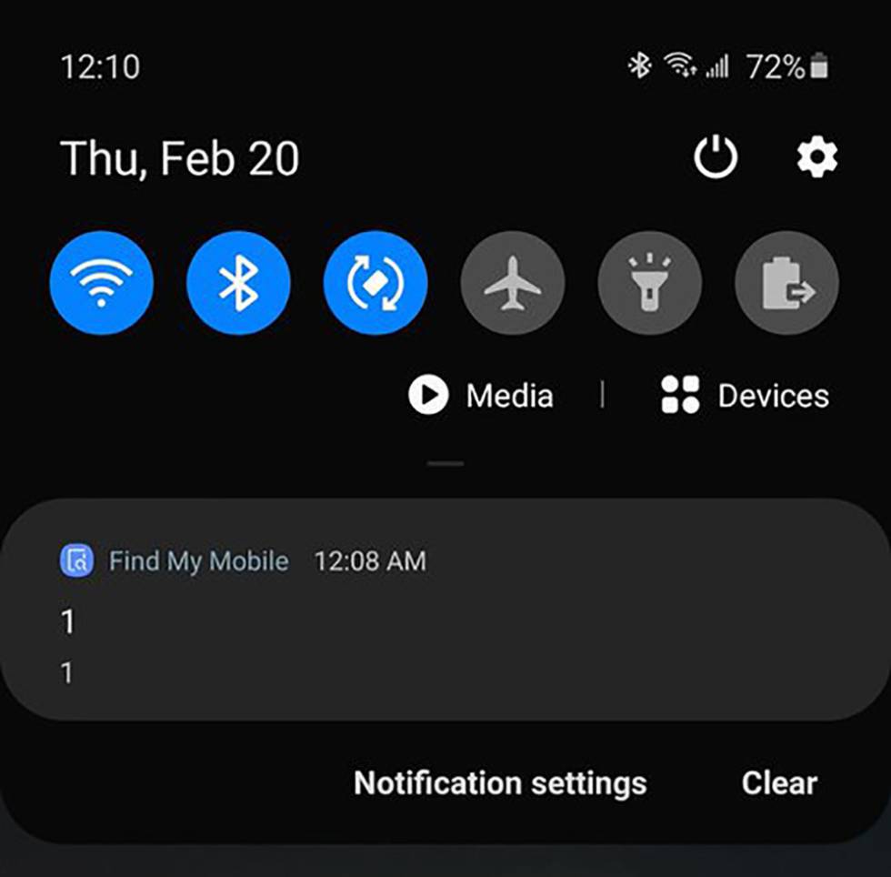Aviso de Samsung en sus dispositivos Galaxy.