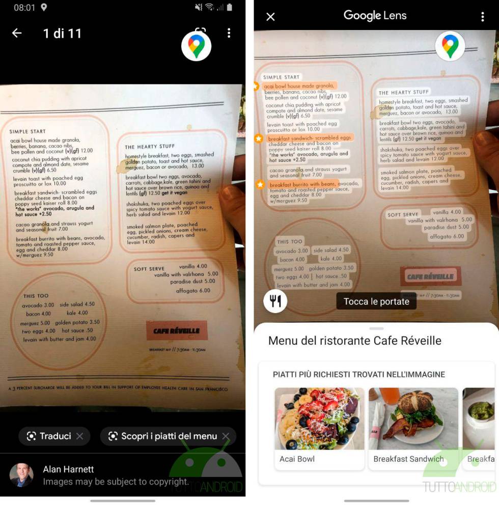 Recomendaciones de la carta en Google Maps.