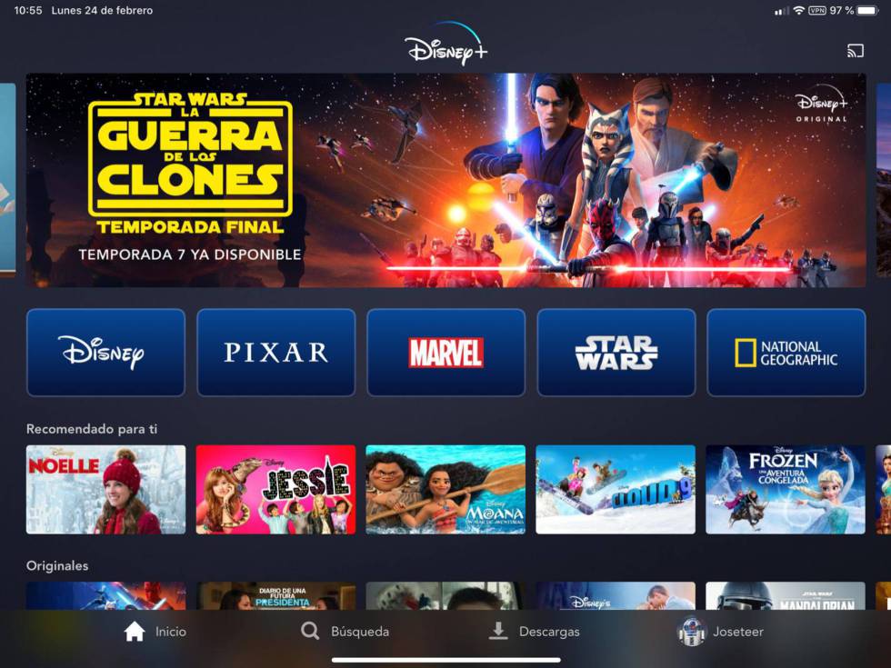 Disney+ en el iPad.