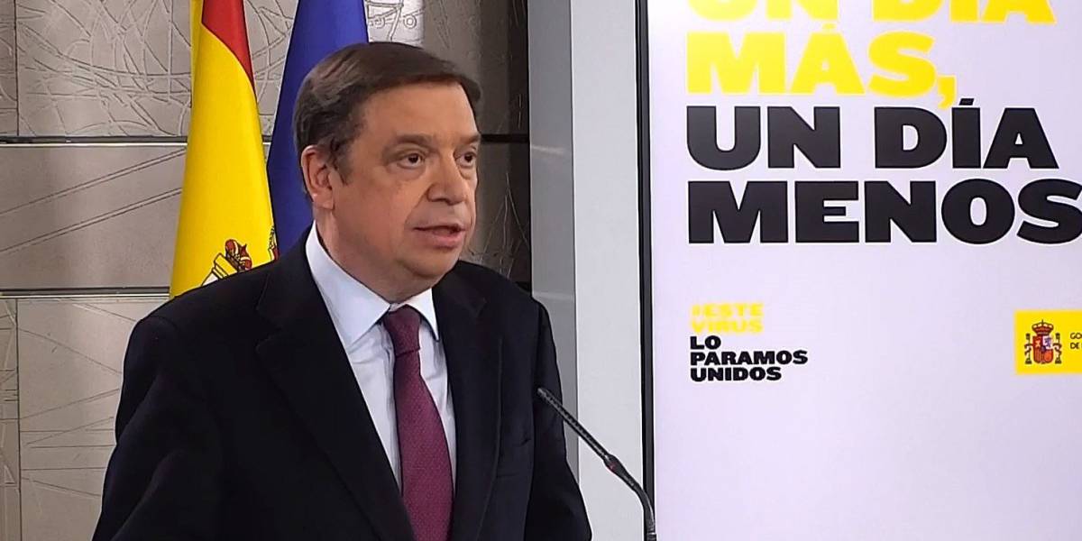 Captura de la señal institucional del Palacio de la Moncloa que muestra al ministro de Agricultura, Pesca y Alimentación, Luis Planas
