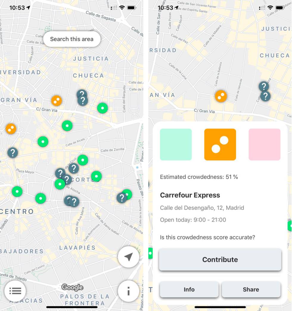 Crowdless, la app de la Agencia Espacial Europea.