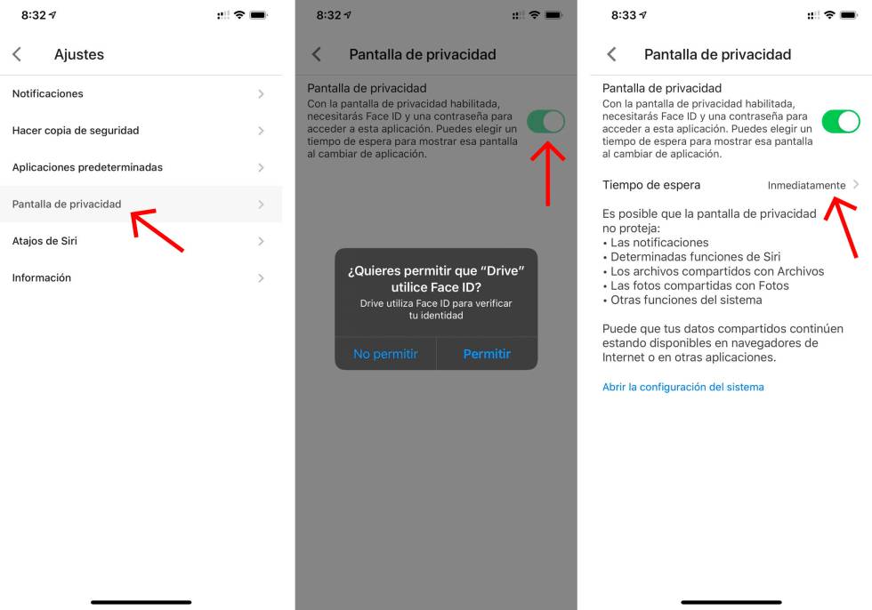 Cómo activar Face ID con Google Drive.