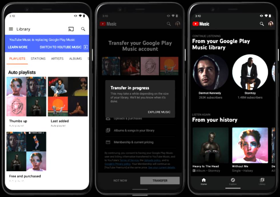 Transferir música de Play Music a YouTube Music.